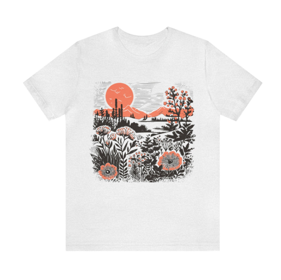 Vintage Botanical Shirt  Beauty of Nature tee  Sunset Wildflowers tee shirt Poppy flower t-shirt  Cottage Core floral shirt
