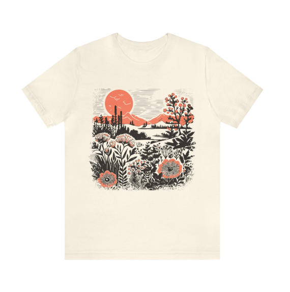 Vintage Botanical Shirt  Beauty of Nature tee  Sunset Wildflowers tee shirt Poppy flower t-shirt  Cottage Core floral shirt