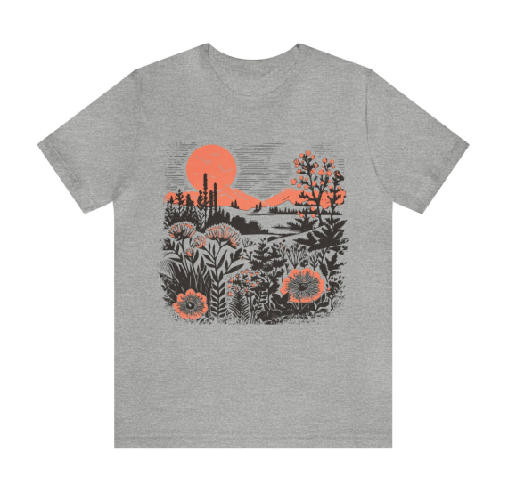 Vintage Botanical Shirt  Beauty of Nature tee  Sunset Wildflowers tee shirt Poppy flower t-shirt  Cottage Core floral shirt