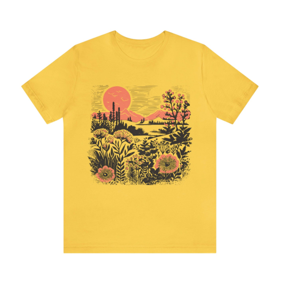Vintage Botanical Shirt  Beauty of Nature tee  Sunset Wildflowers tee shirt Poppy flower t-shirt  Cottage Core floral shirt