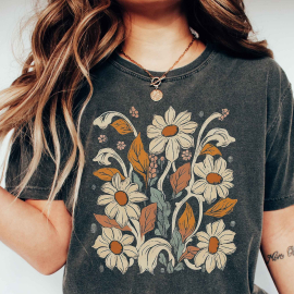 Vintage Wildflower Tshirt  Boho Wildflowers Shirt  Retro Flower T-Shirt  Comfort Colors Wildflower T-Shirt  Art Nouveau Floral Tshirt