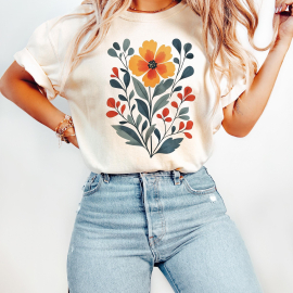 Comfort Colors Boho Flower Shirt  Retro Flower T Shirt  Boho Autumn Floral Shirt  Vintage Flower Shirt  Gardener Gift  Botanical Trendy Tee