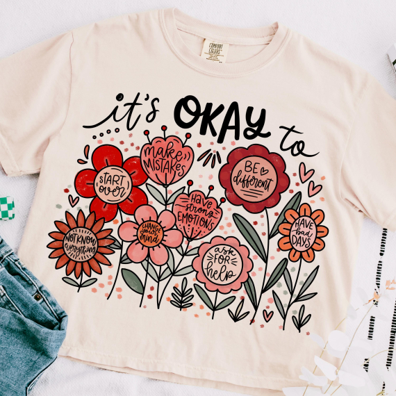 It's okay to boho floral png  flowers png  motivational png  inspirational png  kindness png  t shirt png  mental health png  affirmations