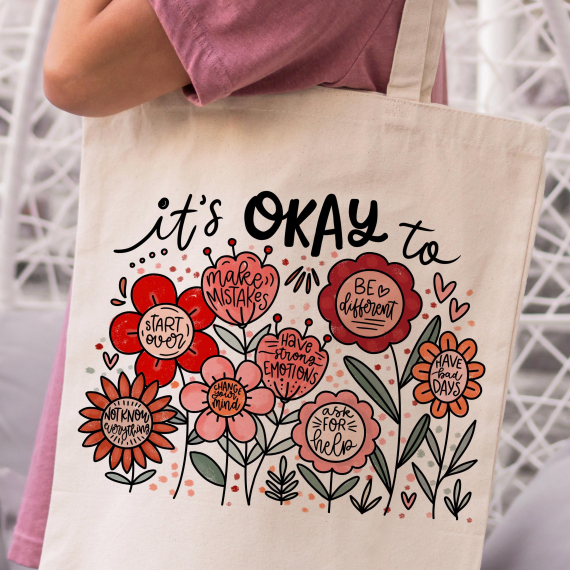 It's okay to boho floral png  flowers png  motivational png  inspirational png  kindness png  t shirt png  mental health png  affirmations