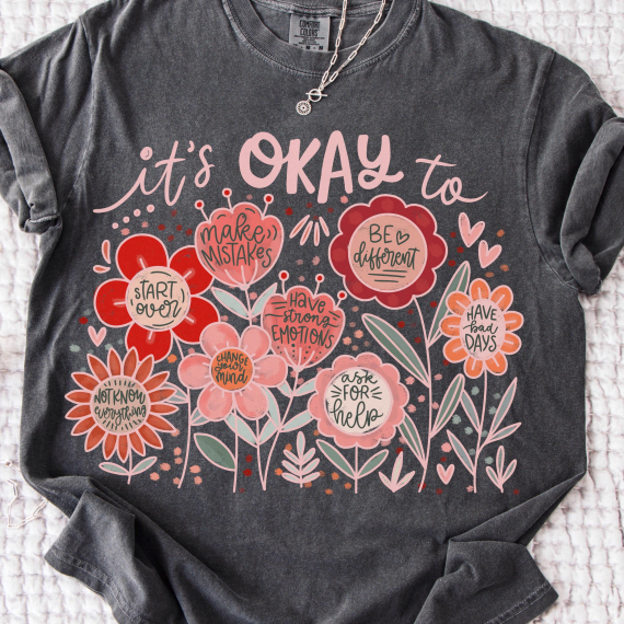 It's okay to boho floral png  flowers png  motivational png  inspirational png  kindness png  t shirt png  mental health png  affirmations